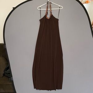 Chocolate Brown Dress w/ Beaded Halter